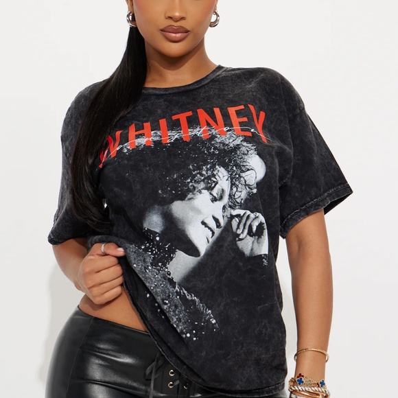 Whitney Houston Tops - Black Graphic Short Sleeve Tee